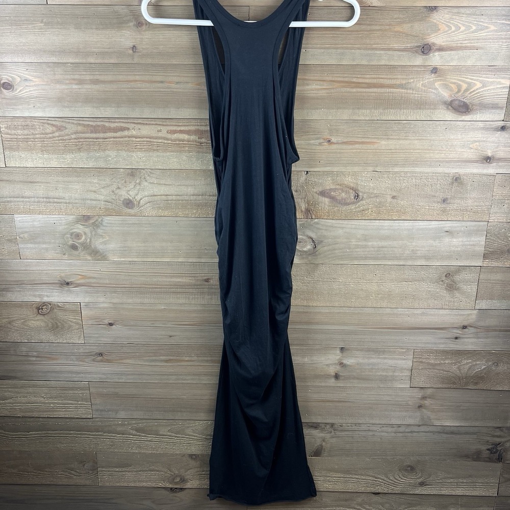 James Perse Standard Womens Dress Sleeveless Ruched Black Minimalist Medium 2 - Picture 5 of 7